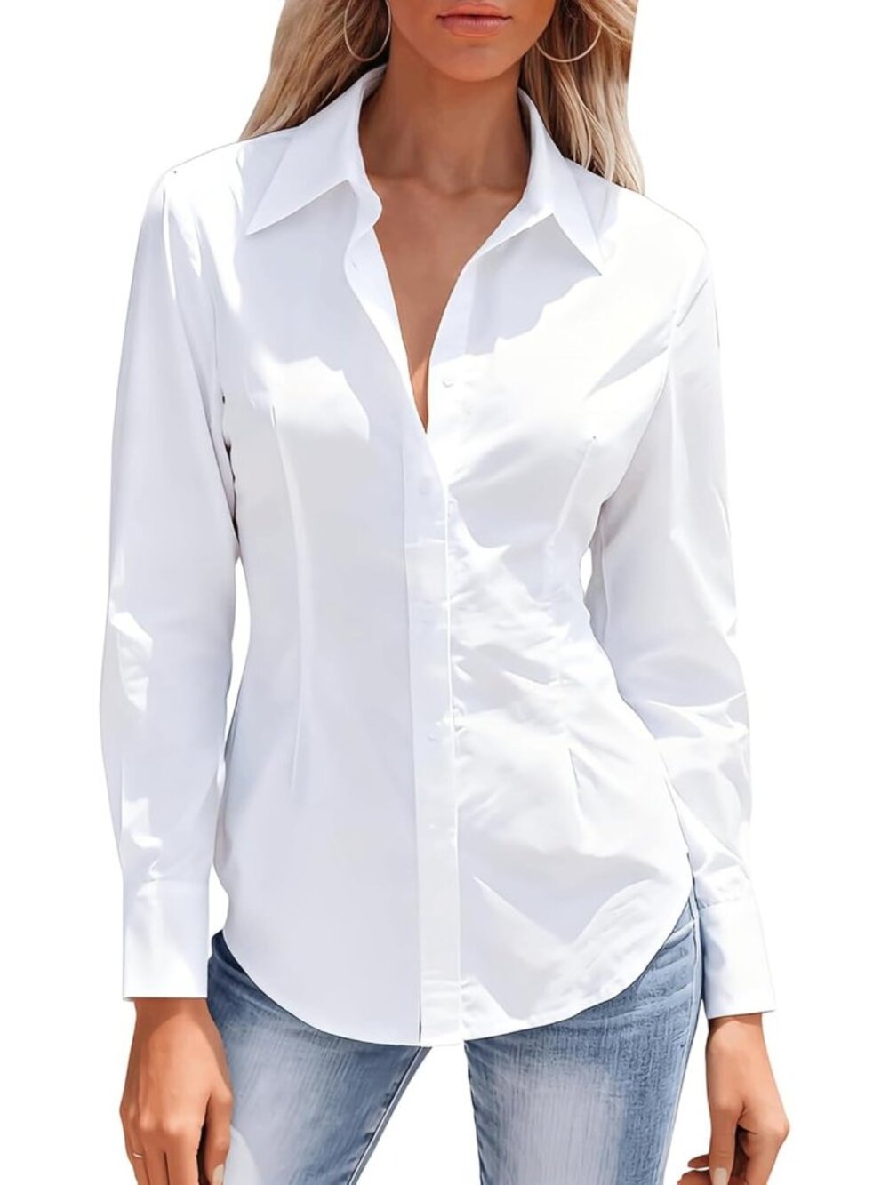 Chic Long Sleeve Button Down Shirts for Women - Wrinkle-Free Office Blouses